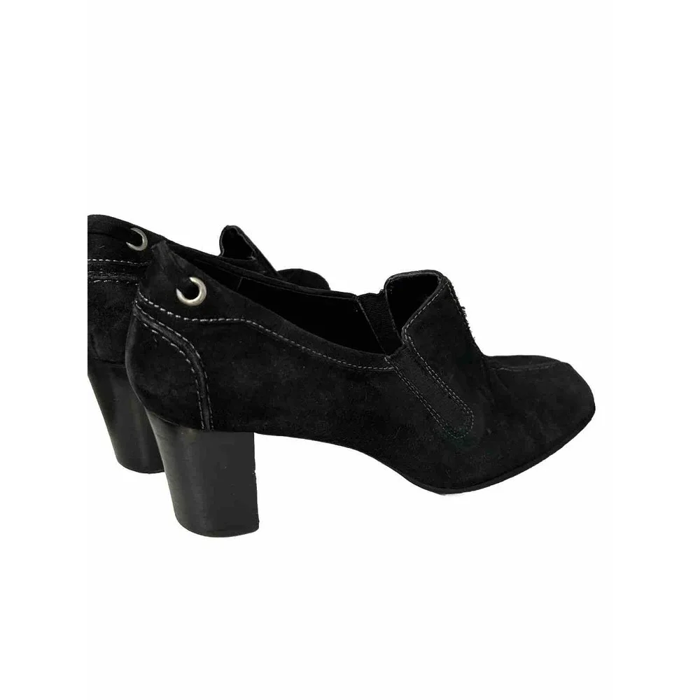 Liz Claiborne Boots‎ Womens 8 1/2 Anandale Low Ankle Bootie Black Suede Heels - Picture 4 of 7